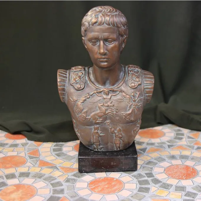 Bronzed Buste Kejser Augustus 7 Bronzed Buste Kejser Augustus - Billede 5