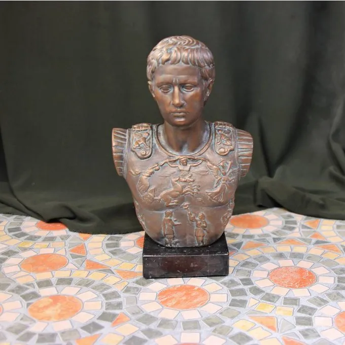 Bronzed Buste Kejser Augustus 8 Bronzed Buste Kejser Augustus - Billede 6