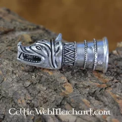 Drikkehorn Dekoration Med Ulv Hoved, Sølv