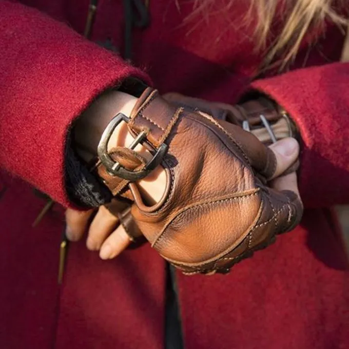 Epic Armoury Fingerløse Handsker I Læder, Brune 4 Epic Armoury Fingerløse Handsker I Læder, Brune - Billede 2