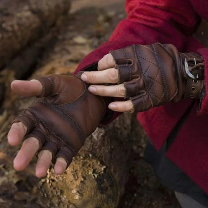 Epic Armoury Fingerløse Handsker I Læder, Brune 5 Epic Armoury Fingerløse Handsker I Læder, Brune - Billede 3