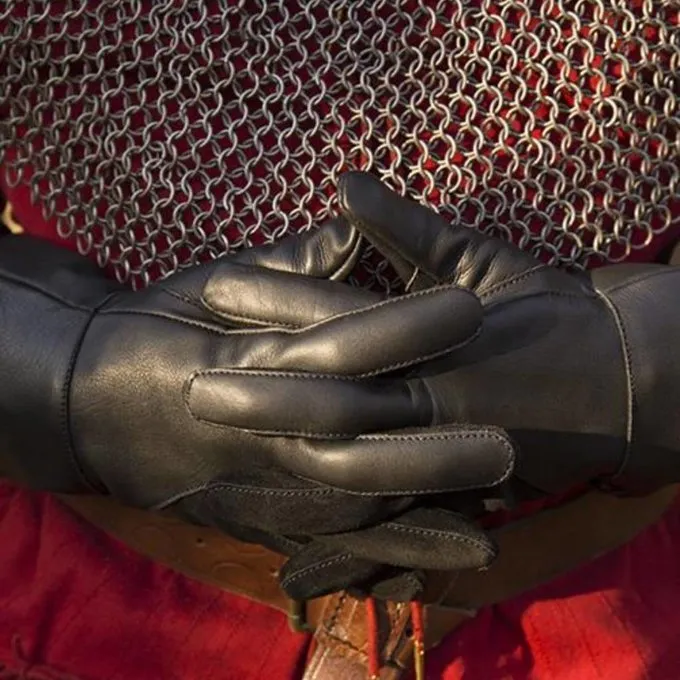 Epic Armoury Læder Middelalderlige Handsker, Sort 6 Epic Armoury Læder Middelalderlige Handsker, Sort - Billede 4