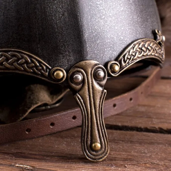 Deepeeka Viking Nasal Hjelm Med Slanger, Patineret 6 Deepeeka Viking Nasal Hjelm Med Slanger, Patineret - Billede 4